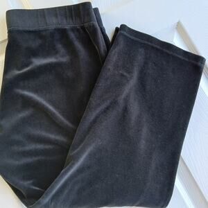 Talbots Black Velvet Pants Xp plush velour plus size petite wide leg pull on